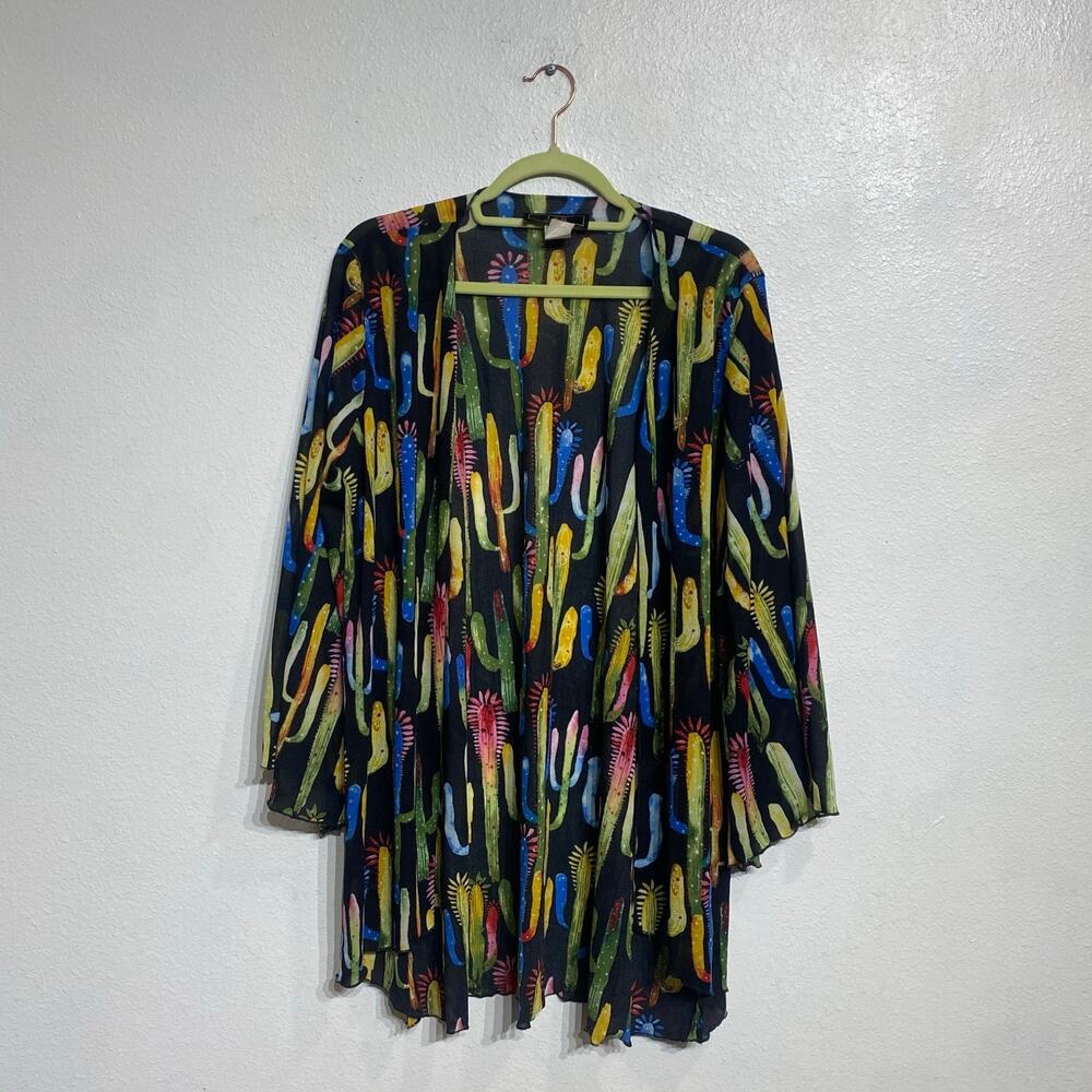 Lucky & Blessed Black Cactus Kimono Sz S - Picture 2 of 13